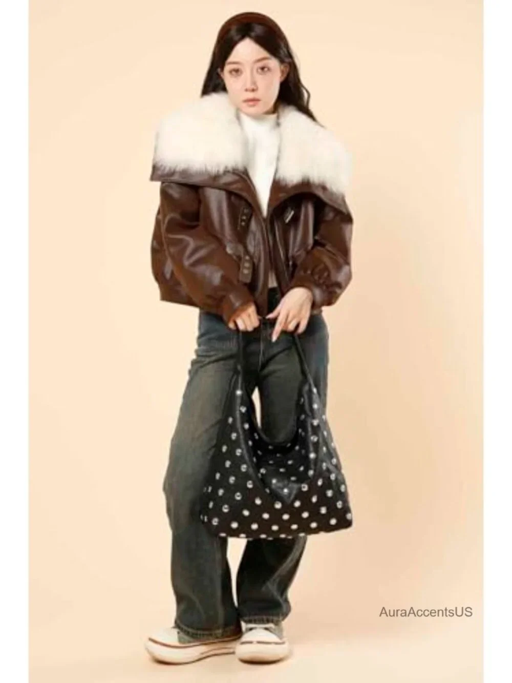 N/A studded hobo